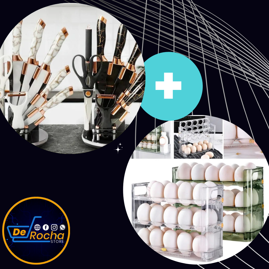 Kit organizador huevos + set cuchillos